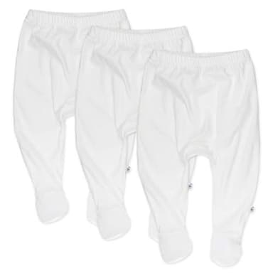 HonestBaby unisex baby 3-pack Organic Cotton Footed Harem Pants, Bright White, 0-3 Months US - Image 1