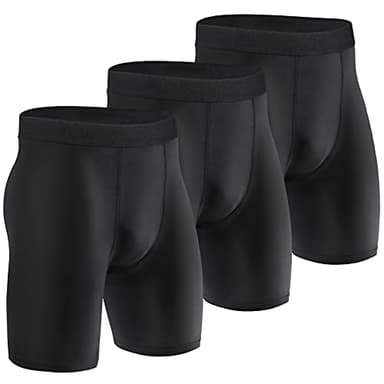 Niksa 3 Pack Compression Shorts Men Quick Dry Black Performance Athletic Shorts-L - Image 1