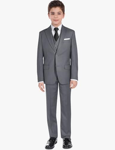 BOLADA Boys' Suit Dark Gray Slim fit Suits for Kids Formal Classic 6 Piece Big Boys Toddler Tuxedos Teen Youth Size 7 - Image 3