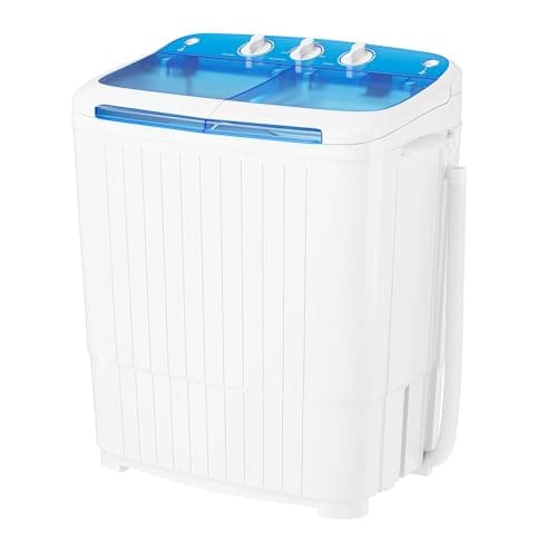 SUNCROWN Portable Washing Machine 16lbs, Compact Twin Tub Semi Automatic Washer, Energy-Saving Mini Laundry Combo with Extended Drain Hose & Pump for Dorms, Apartments, RV, Blue - Image 1