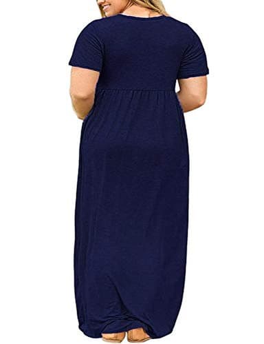 Kancystore Plus Size Dresses for Curvy Women Summer Casual Loose Swimsuit Cover Up Dress 4X Navy Blue - Image 2