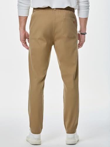 JMIERR Men's Stretch Chino Pants Business Casual Elastic Waist Travel Essentials Pant Slim Fit Tapered Cotton Twill Work Athletic Golf Dress Trousers, XL, Khaki - Image 3