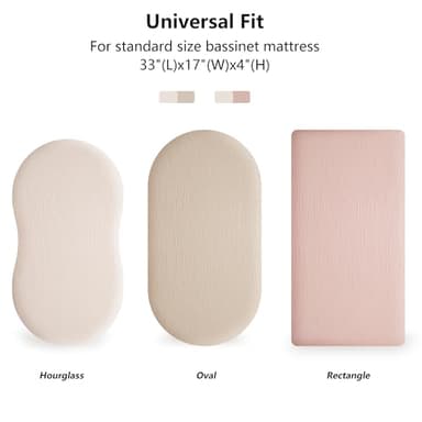 MairMore Muslin Bassinet Sheets for Babies – Soft & Breathable 100% Cotton Fitted Sheets for Oval, Rectangle, Hourglass Bassinet Mattress Pads, 2-Pack (Ivory & Pink) - Image 2