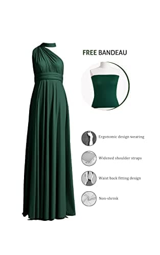 Infinity Convertible Bridesmaid Dress, Evening Maxi Dress (One Size, Dark Green) - Image 2