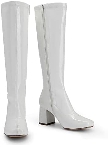 DREAM PAIRS Women's Gogo Boots Square Toe Chunky Wide Calf Knee High Boots For Women - Image 5