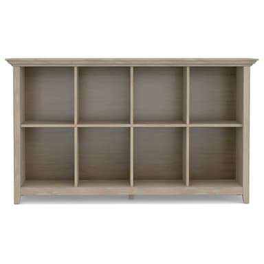 SIMPLIHOME Amherst Console Table - 57 Inch Wide Solid Wood 8-Cube Storage Sofa Table in Distressed Grey, Transitional Cube Bookcase for Entryway or Living Room with Molded Top and Tapered Legs - Image 5