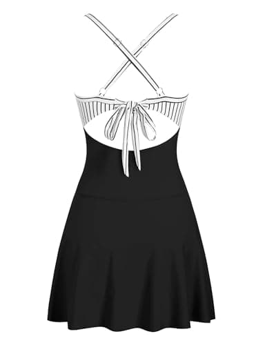 ZAFUL Women One Piece Swimsuit Modest Tummy Control Bathing Suit Over 50 Modlily Swim Dress Swimwear Push Up V Neck Swim Suits 2024 Black Striped XL - Image 3