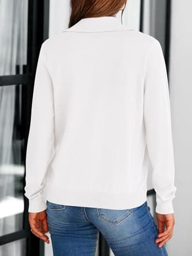 PRETTYGARDEN Women's 2025 Fall Long Sleeve Knitted Button Down Shirts Light Collar Cardigan for Women Dressy Casual Tops (White, Medium) - Image 5