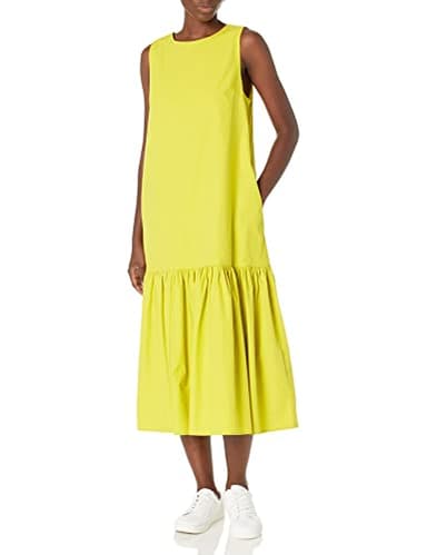 The Drop Women's Ilana Loose Sleeveless Wide-Hem Poplin Maxi Dress, Chartreuse, XL - Image 1