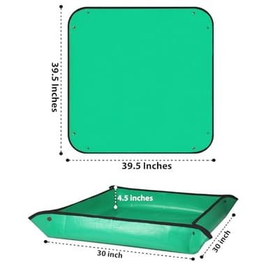 HKZ Repotting Mat for Indoor Plant - 39.5'' x 39.5'' Planting Soil Mess Control, Portable Succulent Planting Potting Tray Waterproof Gardening Bonsai Tools Transplanting(Pale Green) - Image 2