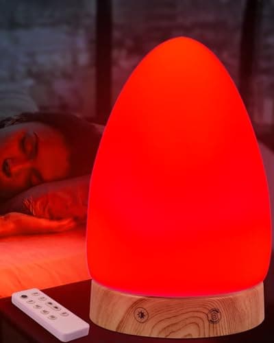 Red Light Night Light Lamp for Sleep, Red Nightlight Desk Lamp with 670nm Wavelength Multi-Color and Brightness Options Remote Control USB Charging Elegant Design - Image 1