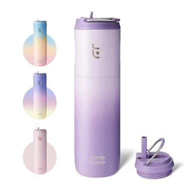 BOTTLE BOTTLE Insulated Water Bottle 24oz with Straw Lid and Handle for Sports Travel Gym Stainless Steel Water Bottles Double-Wall Vacuum Metal Leak Proof BPA-Free (purple gradient) - Image 1