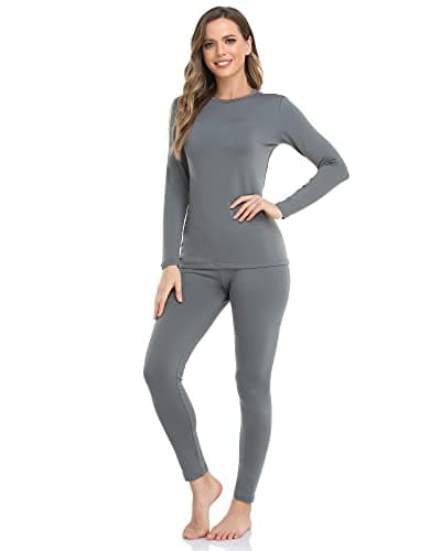WEERTI Thermal Underwear for Women Long Johns with Fleece Lined, Base Layer Women Cold Weather Top Bottom Grey - Image 1