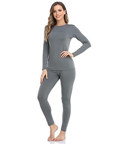 WEERTI Thermal Underwear for Women Long Johns with Fleece Lined, Base Layer Women Cold Weather Top Bottom Grey - Image 1