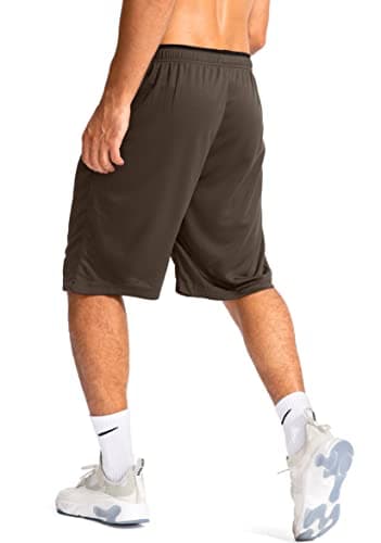 G Gradual Men's Basketball Shorts with Zipper Pockets Lightweight Quick Dry 11" Long Shorts for Men Athletic Gym(Brown,M) - Image 2