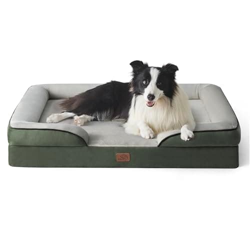 Bedsure Orthopedic Dog Beds Large Sized Dog - Washable Large Dog Cat Bed Waterproof, Comfort Dogs Couch Sofa with Washable Removable Cover, Pet Bed with Nonskid Bottom, Boreal Canopy Green, 35" - Image 1