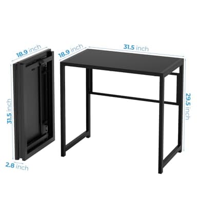 GreenForest Folding Desk for Small Spaces,31.5 in No-Assembly Small Computer Desk for Home Office,Space Saving Foldable Table Study Office Desk,Black - Image 3