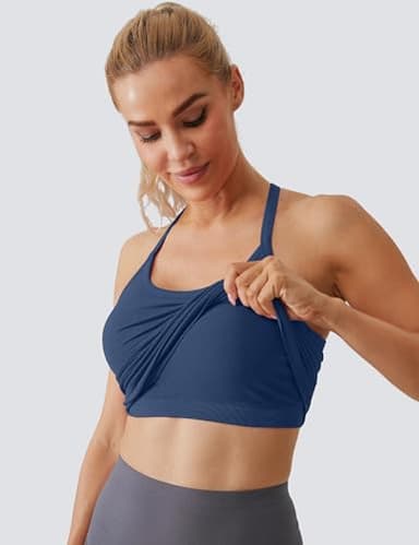 MathCat Workout Tank Tops for Women with Built in Bra, Sleeveless Gym Tops Seamless Racerback Athletic Yoga Shirts Navy - Image 3