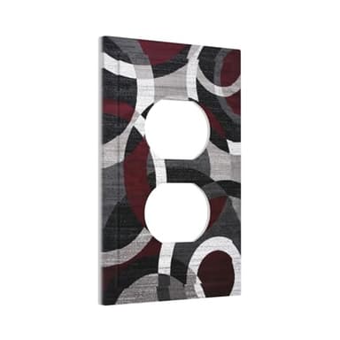 Xuejiaku Outlet Covers Red Grey Modern Geometry Abstract Circle 1 Gang Duplex Light Switch Cover Plate Decorative Wall Plates Electrical Switchplate Receptacle Cover for Bathroom Bedroom Home Decor - Image 2