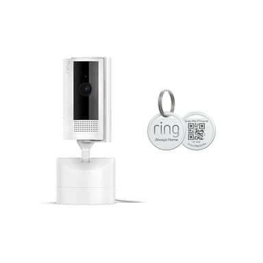 Ring Pan-Tilt Indoor Cam, White with Ring Pet Tag - Image 1