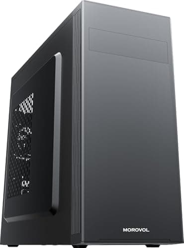 MOROVOL PC Case Support 5.25" ODD, ATX Computer Case Pre-Install 1x120MM Fan+1x80MM Fan, Desktop ATX Tower Case, USB 3.0 Classic Retro Design, Black,852 - Image 1