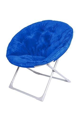 Amazon Basics Faux Fur Saucer Shaped Chair with Foldable Metal Frame, Blue, 32.3"D x 27.2"W x 32.3"H - Image 7