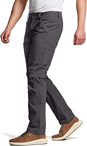 CQR Men's Vent Stretch Pants, Quick Dry Lightweight Casual Cargo Pants, Water Resistant Straight-Fit Utility Work Pants, Sedona Charcoal, 38W x 32L - Image 1