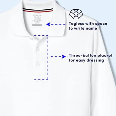 French Toast Boys Pique School Uniform With Long Sleeves For And Girls Polo Shirt, Navy, 14-16 US - Image 4