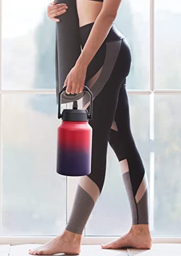 EALGRO Insulated Gallon Water Bottle Jug with Straw, 128 oz Large Stainless Steel Sports Metal Water Canteen With Handle, Thermal Water Cup Mug with 2 Lids, Midnight Black - Image 6