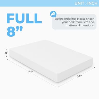 Neo Sleep 8 Inch Full Cooling Gel Memory Foam Mattress Medium Firm CertiPUR-US Certified Foam, Mattress in a Box Enhanced Pressure Relief Removable Soft Cover No Fiberglass (Full, 8 in) - Image 2