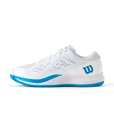 WILSON Men's Rush Pro Ace OZ Tennis Shoe, White/Atomic Blue, 9.5 - Image 1