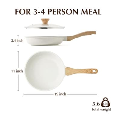 SENSARTE Nonstick Ceramic Frying Pan Skillet with Lid, 11 Inch Omelet Pan, Healthy Non Toxic Chefs Pan, Induction Compatible Egg Pan with Heat Resistant Handle, Free of Intentionally Added PFAS/PTFE - Image 8