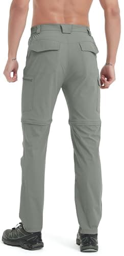 Men's Hiking Convertible Zip Off Pants Outdoor Waterproof Quick Dry Lightweight Fishing Safari Travel Cargo Work Pants Sage Green 32 - Image 6