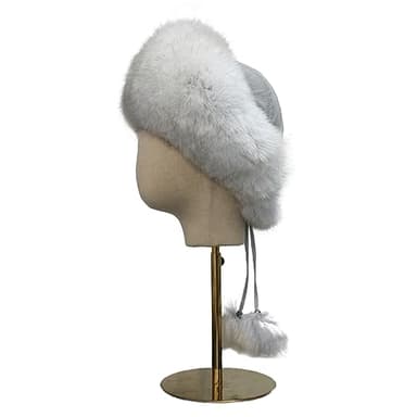 UMREN Women's Winter Warm Fox Fur Hat Cossack Russian Style Hat Caps with Stretch Picture - Image 5