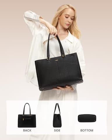LOVEVOOK Laptop Bag for Women,15.6 Inch Laptop Tote Bag for Women,Vintage Leather Work Tote Bags Computer Teacher Bag,Waterproof Business Office Briefcase - Image 5