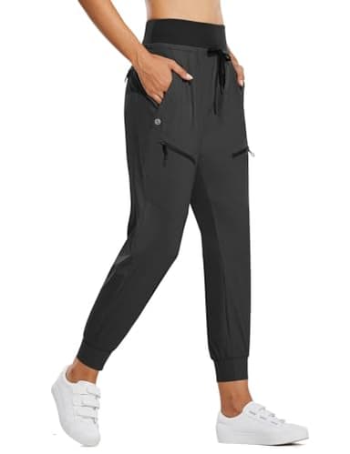 baleaf Women's Joggers Lightweight Hiking Pants High Waist 5 Zipper Pockets Quick Dry Travel Athletic UPF50+ Dark Gray S - Image 1