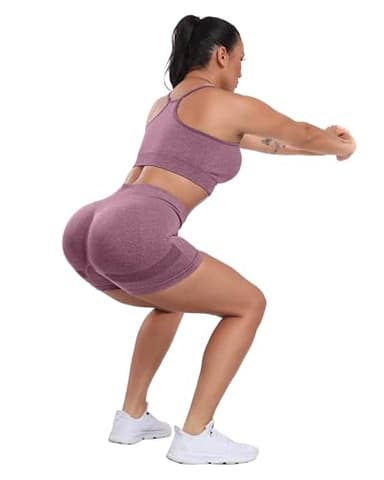 CHRLEISURE Women's 4 Packs Workout Gym Shorts, High Waisted Butt Lifting Scrunch Butt Seamless Booty Shorts(Black,Black,DGray,Wine,M) - Image 6