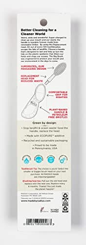 RADIUS Toothbrush Big Brush with Replaceable Head, Right Hand, Soft in Coral Sparkle, BPA Free and ADA Accepted, Designed to Improve Gum Health and Reduce The Risk of Gum Disease - Image 4