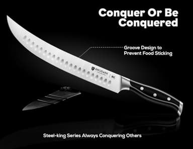 BRODARK Butcher Knife - 10" Curved Breaking Knife with Full Tang Handle - High Carbon Stainless Steel Scimitar Knives - NSF Certified, Steel-King Series - Image 3