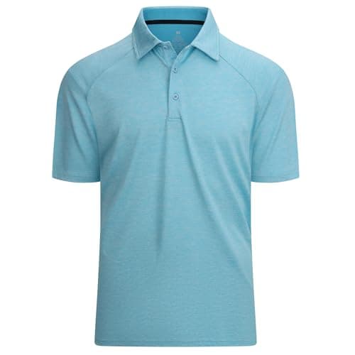 Alex Vando Mens Golf Shirt Moisture Wicking Quick-Dry Short Sleeve Casual Polo Shirts for Men,02A Blue,M - Image 1