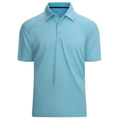 Alex Vando Mens Golf Shirt Moisture Wicking Quick-Dry Short Sleeve Casual Polo Shirts for Men,02A Blue,M - Image 1