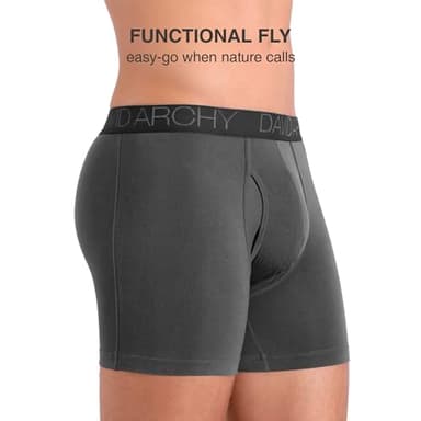 DAVID ARCHY Men's Boxer Briefs, Soft and Breathable Underwear with Moisture-Wicking Fly Underwear for Men 4 Pack(L, Black - 5.5" in 4 Pack) - Image 7