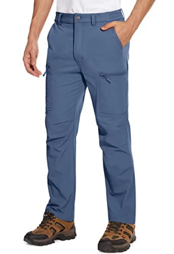 MAGCOMSEN Mens Hiking Pants Lightweight Work Pants for Men Stretch Breathable Elastic Waist Pants for Men Blue Grey - Image 1