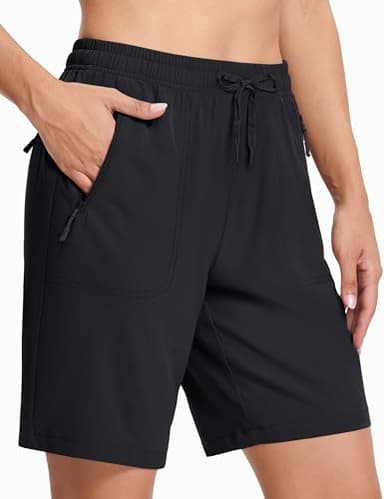MAGCOMSEN Hiking Shorts Women with 3 Pockets 8 Inch Inseam Lightweight Quick Drying Golf Shorts Black XL - Image 3