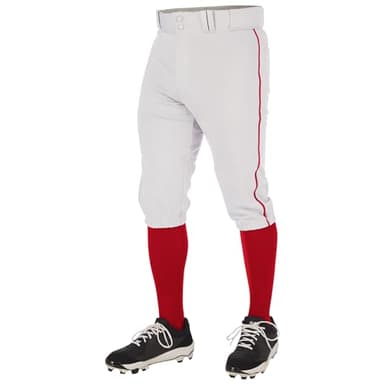 CHAMPRO Boys' Standard Triple Crown 2.0 Baseball Knickers with Braid, White, Scarlet - Image 1