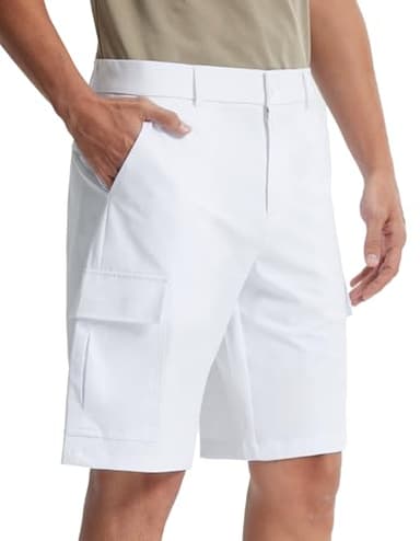 Libin Men's Golf Shorts with Pockets Work Dress Shorts Casual Flat Front Hybrid Short Lightweight Quick Dry Classic Fit Pure White 34 - Image 1