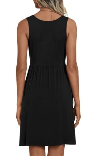 CATHY 2025 Womens Dress Sexy Sleeveless Summer Dresses V Neck Casual Wrap Sundress with Pockets Black Medium - Image 4