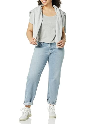 Amazon Essentials Women's Regular-Fit Short-Sleeve Scoop Neck T-Shirt (Available in Plus Size), Pack of 2, Light Grey Heather/Hot Pink, X-Large - Image 4