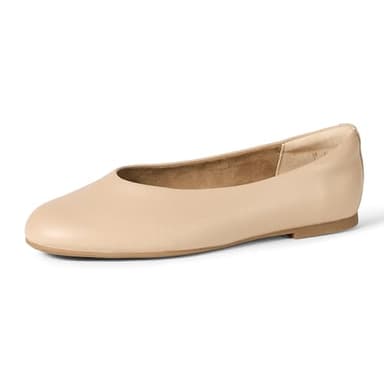 Amazon Essentials Women's Glove Ballet Flats, Beige Faux Leather, 7.5 - Image 1