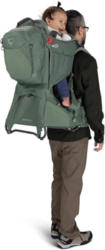 Osprey Poco Premium Child Carrier Backpack – Deluxe Kid Carrier for Hiking with Built-in Sunshade, Removable Daypack, and Adjustable Fit – Premium Comfort for Parent and Child, Koseret Green - Image 10